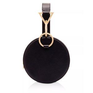 Tara Zadeh Azar Leather Clutch Black Handbag Retail $570